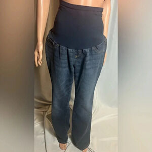 Indigo Blue Maternity Denim Jeans Pregnancy Stretch FIt Size L